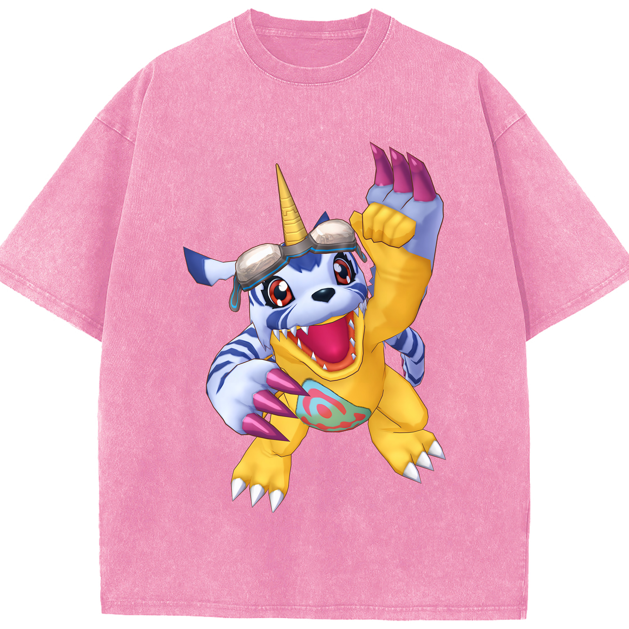 （画像用） Digimon デジタルモンスター/デジモン 綿100% ヴィンテージ風 半袖Tシャツ（フロントプリント）